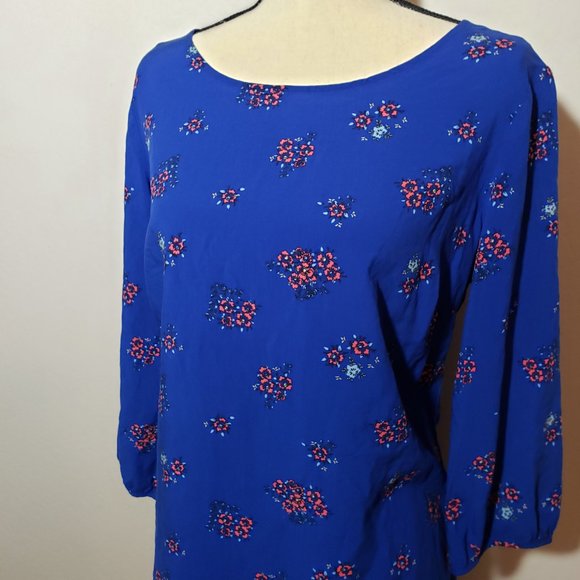 Old Navy l Royal Blue Floral Shift Dress L - Picture 2 of 8